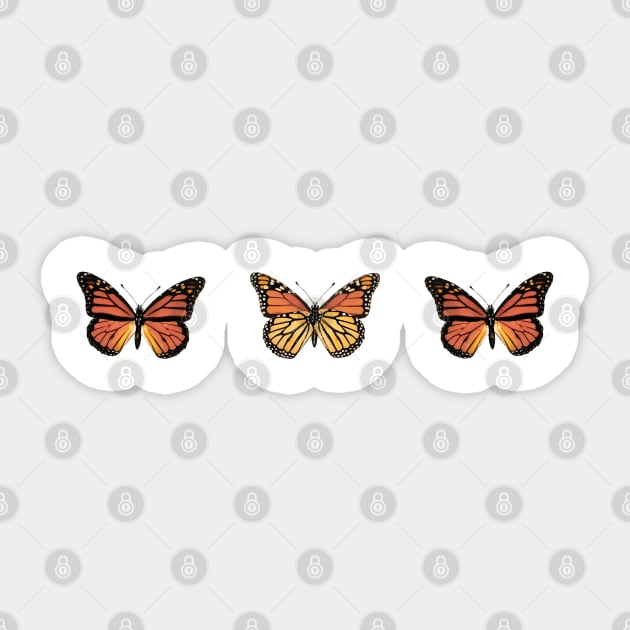 3 Monarch Butterflies Sticker by iconicole